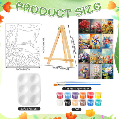 Zhanmai 12 Pack Pre Drawn Canvas for Painting Sip and Paint Kit 8" x 10" Paint Party Set Canvas Painting Pre Printed Canvases for Party Favor DIY Virtual Adult's Date Night(Plant) - Crafty Corner