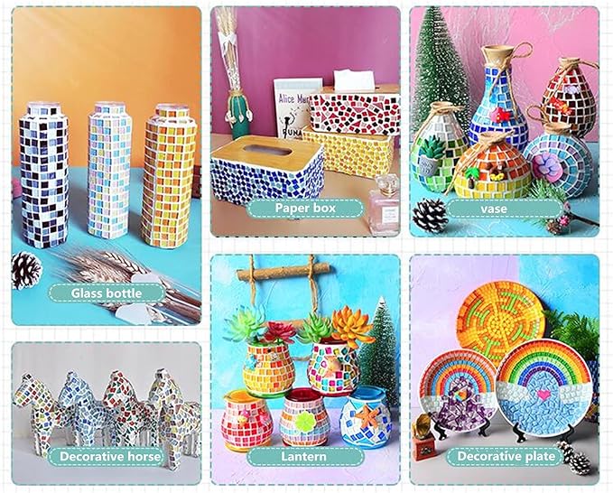500g Mixed Color Irregular Crystal Mosaic Tiles,Tiny Mosaic Tile DIY Hobbies Children Handmade Crystal Craft for Craft Bathroom Kitchen Home Decoration DIY Art Projects,0.4X0.4 Inch (White Series)