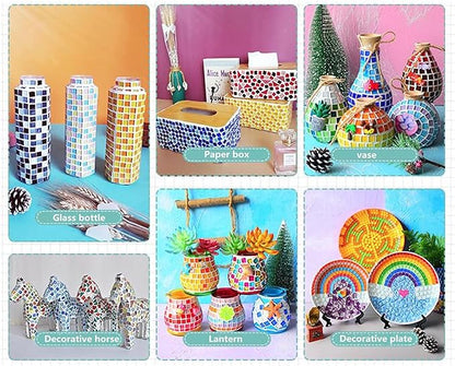 500g Mixed Color Irregular Crystal Mosaic Tiles,Tiny Mosaic Tile DIY Hobbies Children Handmade Crystal Craft for Craft Bathroom Kitchen Home Decoration DIY Art Projects,0.4X0.4 Inch (White Series)