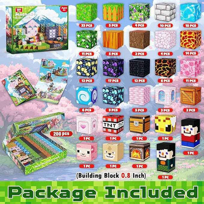Magnetic Blocks - 200 PCS Build Dark Adventure Forest Castle - Magnetic Toys for Montessori Toddler Christmas Birthday Gifts STEM Sensory Toys for 3 4 5 6 7 8 9 10 Year Old Boys & Girls