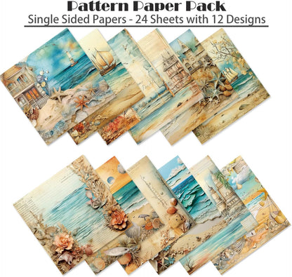 YASMEN 6"x6" Scrapbook Paper Pad - 24 Sheets of Patterned Cardstock for Card Making, Scrapbooking, Junk Journal, DIY Gift Cards - Single-Sided Decopodge Decorative Craft Paper - Crafty Corner
