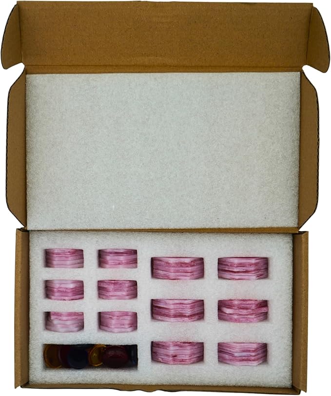 Yuvori Iridescent Flower Mosaic Tiles – 12pcs Mixed Sizes, 5-Petal Iridescent Mica Flowers with Center Beads for DIY Mosaic Art, Fairy Garden, Home Craft, Outdoor Decor (Iridescent Pink)