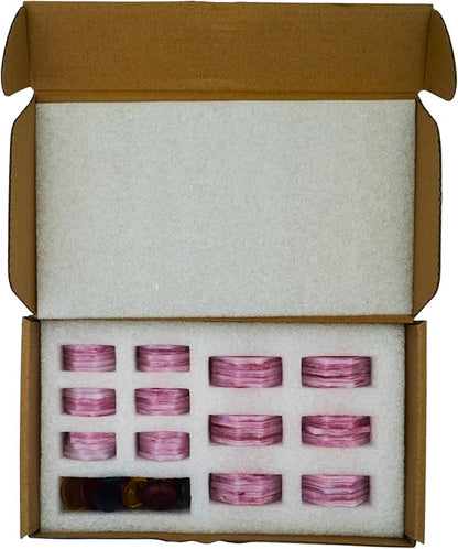 Yuvori Iridescent Flower Mosaic Tiles – 12pcs Mixed Sizes, 5-Petal Iridescent Mica Flowers with Center Beads for DIY Mosaic Art, Fairy Garden, Home Craft, Outdoor Decor (Iridescent Pink)