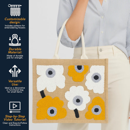 INNOVIATO Punch Needle Kit – Punch Needle Kits Adults Beginner – Big & Funtional Embroidery Set – Craft Kits for Adults – Embroidery Kit Beginner – DIY Tote Bag – Reusable Tote – Handmade Gift Idea