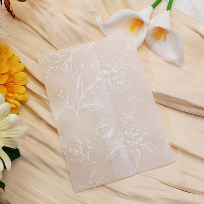SWANGSA 100 Pack Vellum Jackets for 5x7 Invitations, Elegant White Rose Vellum Paper, 115GSM Translucent Invitation Sleeve Wraps for Wedding Bridal Baby Shower Birthday Envelopes