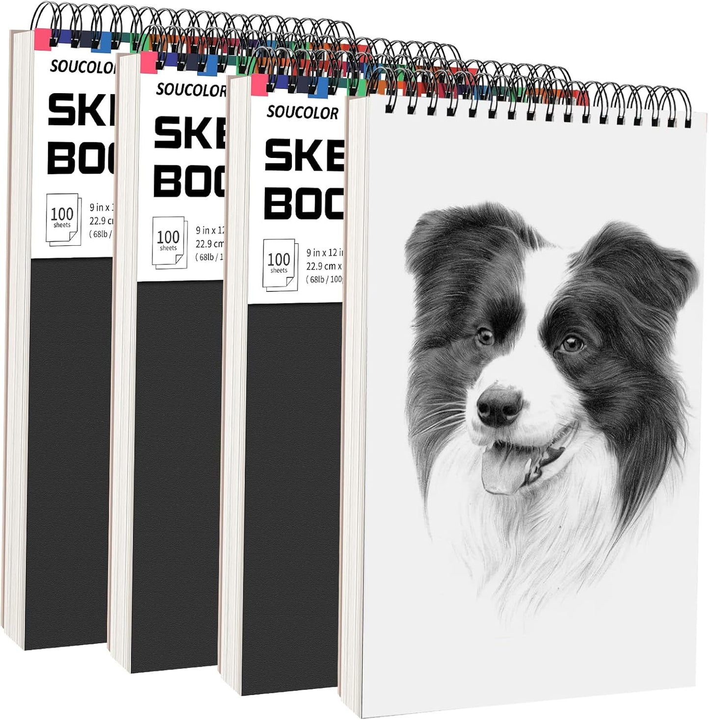 Soucolor Artist 9x12 Sketch Book Set, 4 Pack 100-Sheet Spiral Drawing Pads (68lb/100gsm) | Acid-Free Drawing Paper for Teens, Adults Classroom Art Supplies, Charcoal, Graphite, Pastel Pencils & Sticks - Crafty Corner