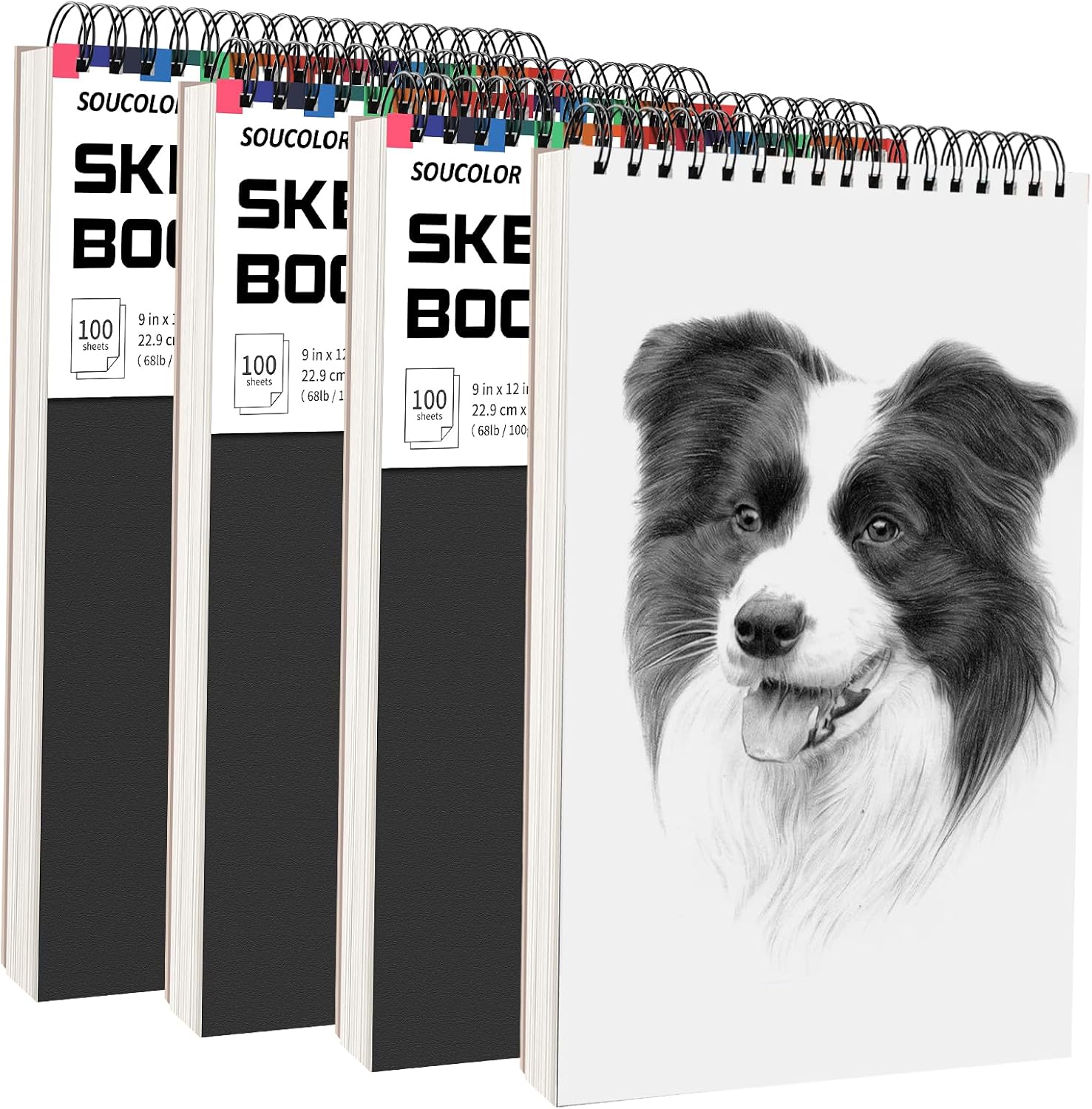 Soucolor Artist 9x12 Sketch Book Set, 4 Pack 100-Sheet Spiral Drawing Pads (68lb/100gsm) | Acid-Free Drawing Paper for Teens, Adults Classroom Art Supplies, Charcoal, Graphite, Pastel Pencils & Sticks - Crafty Corner