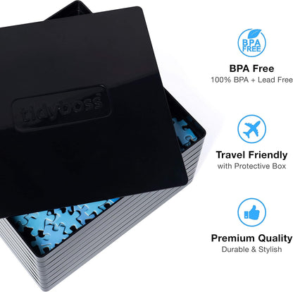 8 Puzzle Sorting Trays with Lid 8" x 8" - Jigsaw Puzzle Accessories Black Background Makes Pieces Stand Out to Better Sort Patterns, Shapes and Colors | for Puzzles Up to 1500 Pieces