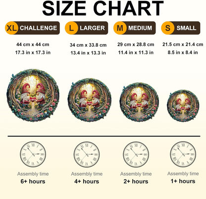 KAAYEE Wooden Puzzles for Adults, 3D Visual Effect Gnome Couple Wooden Jigsaw Puzzle Unique Shape Wood Puzzle Adult, 3D Effect Flat Puzzle Birthday Family Games (S-8.5 * 8.4in-100pcs)