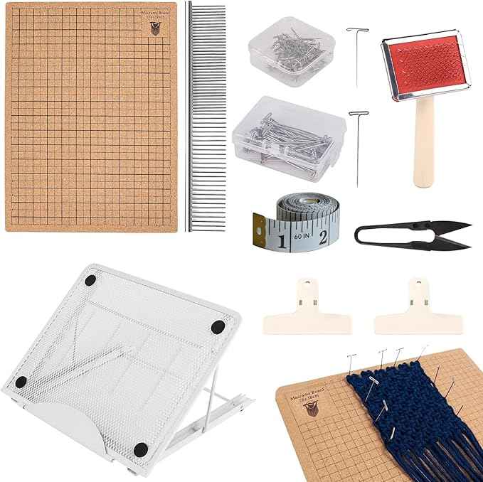 AIIQESBT 108 Pcs Macrame Board Set, 12'' × 16'' Wood Macrame Board Stand with Metal Adjustable Holder for Braiding Cording Bracelet Creating