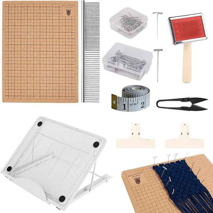 AIIQESBT 108 Pcs Macrame Board Set, 12'' × 16'' Wood Macrame Board Stand with Metal Adjustable Holder for Braiding Cording Bracelet Creating