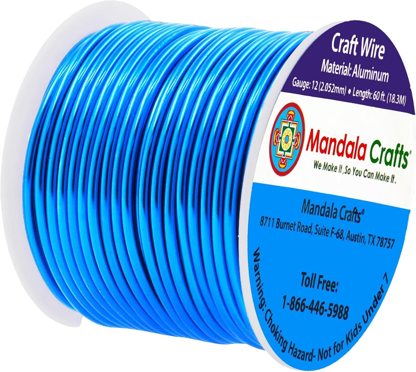 Mandala Crafts 12 Gauge Anodized Aluminum Craft Wire for Jewelry Making - 60 FT Colored Flexible Bondi Blue Wire - Bendable for Bonsai Armature Crafting Sculpting - Crafty Corner