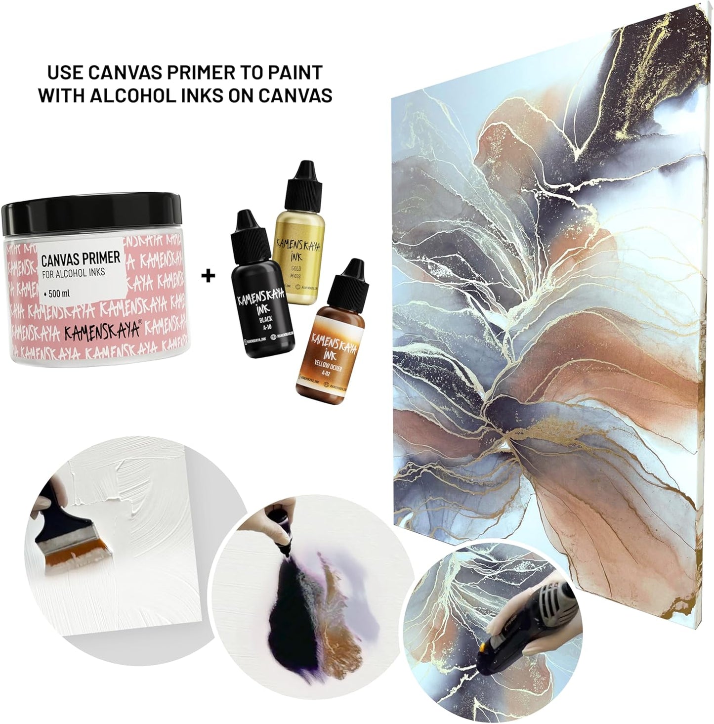 Metallic Alcohol Ink Set: Gold Alcohol Ink, 3 pcs 0.51 fl oz (15 ml) Each