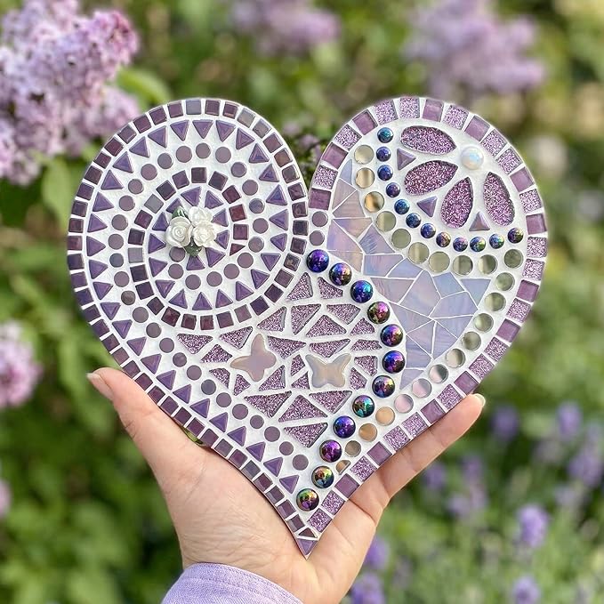 Artspac Iridescent Glass Mosaic Tiles for Crafts, 150g Round Mosaic Glass Pieces,DIY Mosaic Making Supplies for Beginners
