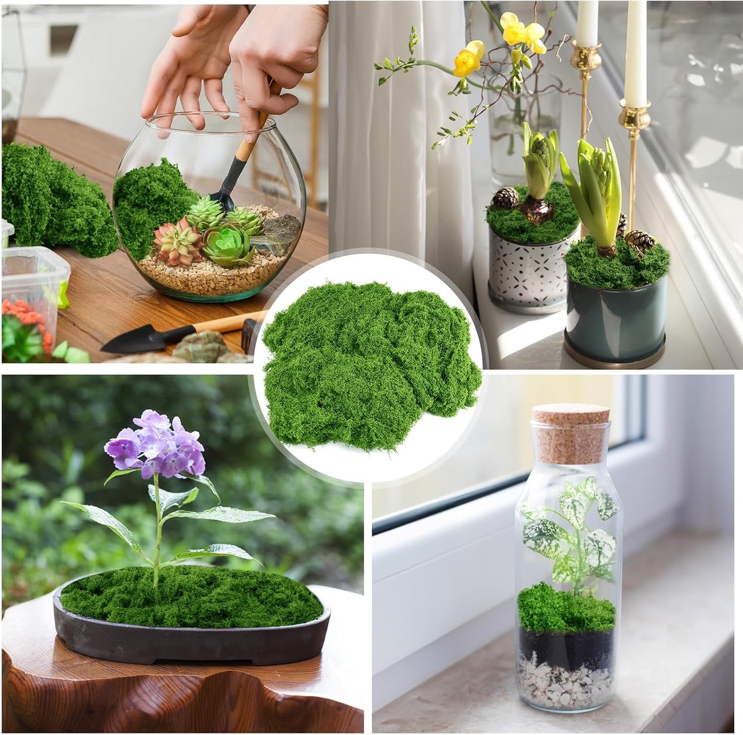 Draupnir Fake Green Moss for Potted Plants, 10.6OZ Fake Moss for Plants Indoor,Faux Moss for Crafts Artificial Moss Decor, DIY Decorative Moss for Fairy Garden Glass Containers Wedding (300g) - Crafty Corner