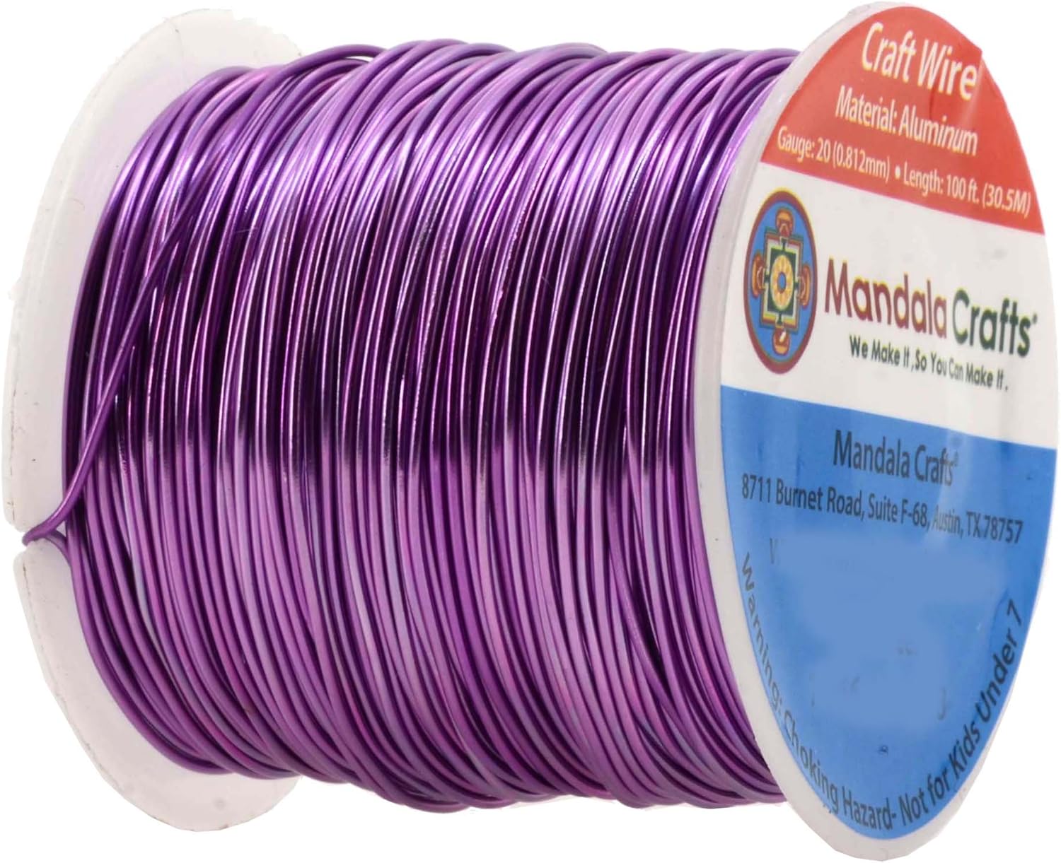 Mandala Crafts 20 Gauge Anodized Aluminum Craft Wire for Jewelry Making - 100 FT Colored Flexible Violet Wire - Bendable for Bonsai Armature Crafting Sculpting - Crafty Corner