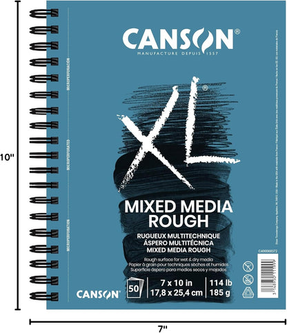 Canson XL Series Mixed Media Pad, Rough Texture, Side Wire, 7x10 inches, 50 Sheets – Heavyweight Art Paper for Watercolor, Gouache, Marker, Painting, Drawing, Sketching - Crafty Corner