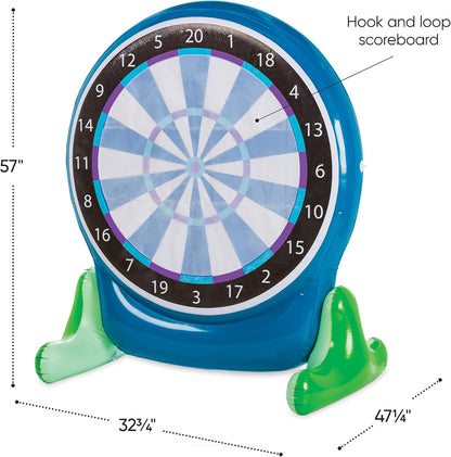 Hearthsong Jumbo 57-Inch Inflatable 2-in-1 Darts and Soccer Set with Double-Sided Scoreboard, Two Soccer Balls, Six Darts, Outdoor Play, Ages 5 and Up