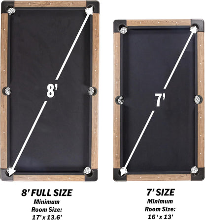 GoSports 6, 7, or 8 ft Billiards Tables - No Assembly, Choose Your Color - Portable Pool Table Includes Full Set of Balls, 2 Cue Sticks, Chalk and Felt Brush