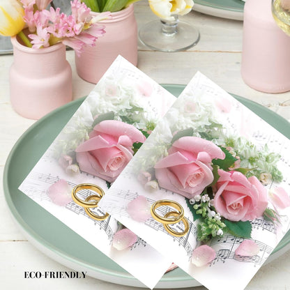 20-ct 13x13 Flowers Paper Luncheon Decoupage Napkins, 3-Ply Servilletas Printed Flower Bouquet Roses Wedding Napkin for Art, Dinner and Party, Disposable Napkins Decor