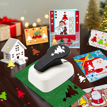 Christmas Punch, 1 inch Paper Punch for Christmas, Shape Hole Punches, Christmas Tree Punches for Paper Crafting, Pine Tree Puncher Lever Action Crafts Punch, Xmas Hole Punch for Scrapbooking DIY Arts - Crafty Corner