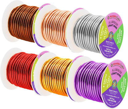 Mandala Crafts 8 Gauge Anodized Aluminum Craft Wire for Jewelry Making - 120 FT Colored Flexible Silver Copper Purple Gold Brown Red Wire - Bendable for Bonsai Armature Crafting Sculpting - Crafty Corner