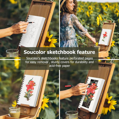 Soucolor 5.5" x 8.5" Sketchbook Pack of 2, 200 Sheets Blank Journal Notebook, A5, Spiral Bound Sketch Pad Drawing Book Acid-Free Paper (68lb/100gsm), Painting Sketching Drawing Notebook Art Supplies - Crafty Corner