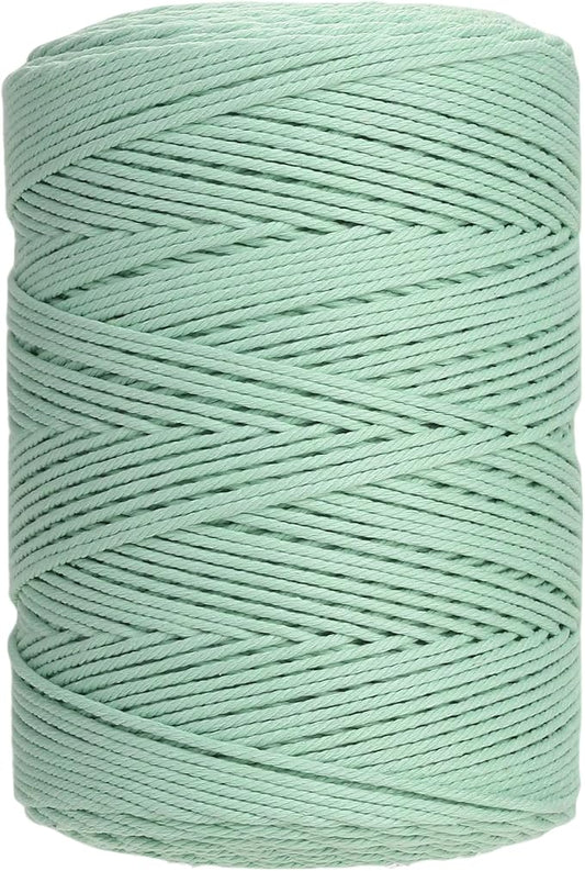 GOHOHOF Macrame Cord 3mm x 546yards Natural Macrame Cotton Rope Colored Macrame Rope Soft Cotton Cord Macrame Supplies Craft Rope Macrame Yarn for Plant Hanger Wall Hanger Dreamcatcher(Mint)