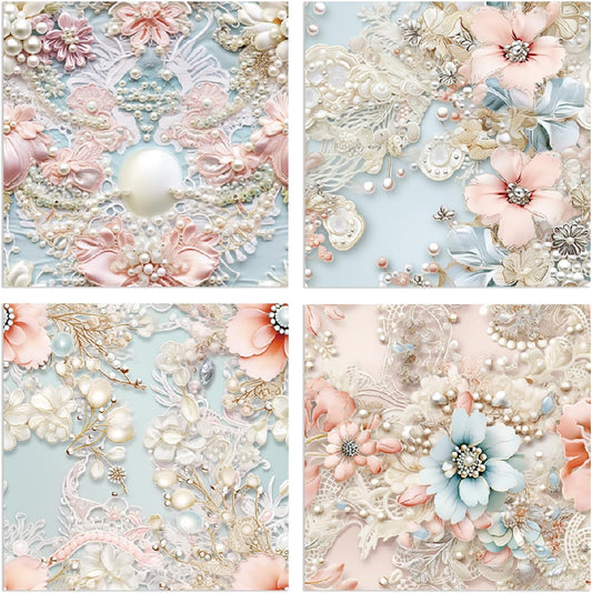 Scrapbook Paper 6X6, Card Making Supplies, Single-Sided Cardstock Paper Pads, Decorative Craft Paper, Pearlescent Bloom Pattern Paper Pack, Decopodge Papers, Scrapbooking junk journal Supplies-24 PCS - Crafty Corner