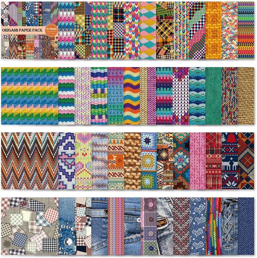 Square Origami Paper 6x6 Double Sided 50 Sheets 50 Colors 70GSM Origami Kit Japanese Chiyo Easy Fold Arts Crafts DIY Handwork Beginner Cloth - Crafty Corner