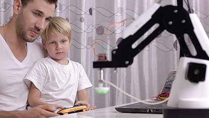 DOBOT Magician Educational Programming Robot, 4-axis Robot Arm with 3D Printer, Pen Holder, Suction Cap, Gripper Heads for K12 or STEAM Education - Basic Version