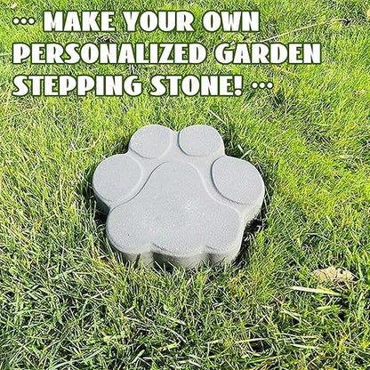 Threlaco Set of 2 Large Paw Print Stepping Stones Mold, 16 in and 13 in Dog Cat Paw Print Concrete Cement Textured Plastic Craft Mold Non-slip for Garden Decor