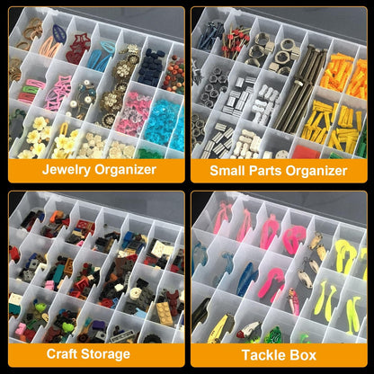 DUOFIRE 46 Grids Sewing Box, Double Sided Thread Organizer, Portable Clear Embroidery Floss Organizer, Plastic Organizer Box for Embroidery and Sewing Threads, Embroidery Floss, Crafts, Small Toys