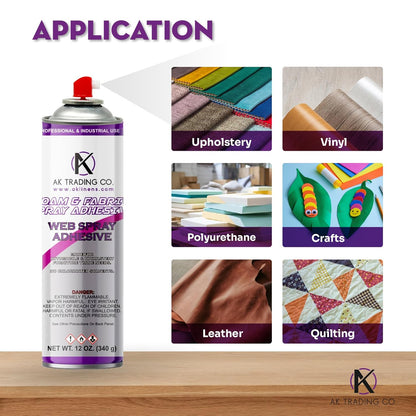 AK TRADING CO. Professional Quality General Multipurpose Spray Adhesive, 12-Ounce for Acoustic Panels & Craft Upholstery Foam Adhesive & Fabric Glue