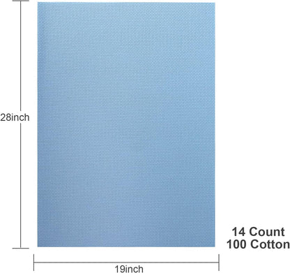 Aida Cloth 14 Count Cross Stitch Fabric,19×28inch (14CT, Sky Blue)