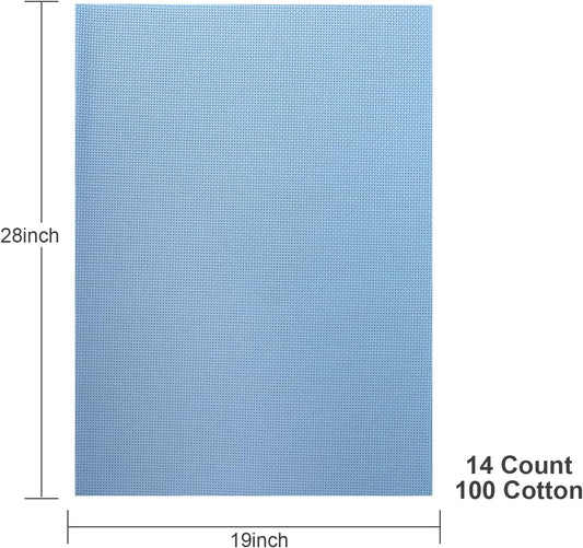 Aida Cloth 14 Count Cross Stitch Fabric,19×28inch (14CT, Sky Blue)