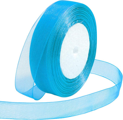 Ribbon for Gift Wrapping 3/4 inch Teal Sheer Organza Ribbon for Flower Bouquet Tulle Thin Chiffon Ribbons for Wedding Invitations Christmas Halloween Presents Decorations Crafts 50 Yards - Crafty Corner