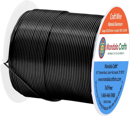Mandala Crafts 12 14 16 18 20 22 Gauge Anodized Jewelry Making Beading Floral Colored Aluminum Craft Wire (20 Gauge, Black) - Crafty Corner