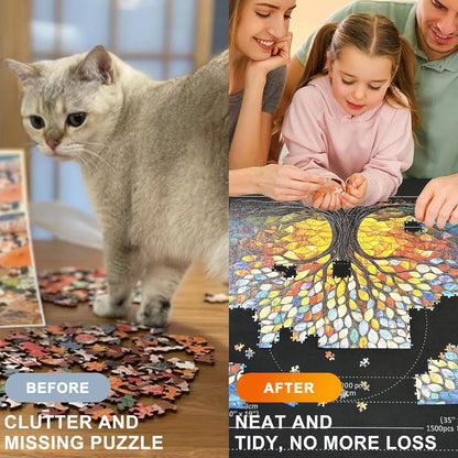 Napzy Puzzle Mat-Jigsaw Puzzles Matt Roll Up to 3000pcs Roll-up Puzzled Board Puzzling Organizers and Storage with 8PCS Jigsaws Sorting Trays, Drawstring Storages Bag Jigsawn Keeper Saver