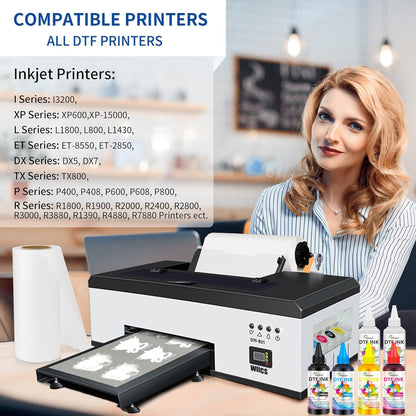 DTF Ink for ET-8550, ET-2850 L1800, R1390, I3200, XP600, XP-15000, DX5 DX7, TX800, L800, 1430, P400, 6x100ml Heat Transfer Ink Conversion Kit Refill for All DTF Printers,for DTF Film
