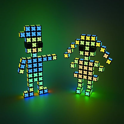 TOSY Magnet Cube 2x2 - 8 Blocks, 2 in 1 Toy: 2x2x2 Puzzle Cube and Customizable Infinity Cube, Glowing, UV Flashlight, Fidget/STEM/STEAM Magnet Tiles Birthday Gift for Kids/Teens/Adults, 2-Pack