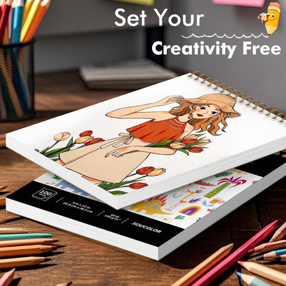 Soucolor 9" x 12" Kids Sketch Book, 100 Sheets Spiral Bound Art Sketchbook, Acid Free Artist Drawing Book Paper, Art Supplies for Adults, Craft Activities, Sketch Paper for Drawing Coloring Sketching - Crafty Corner
