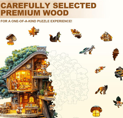Wooden Puzzles for Adults, Fox House Puzzles, Wood Adult Puzzle, Birthday Gifts for Puzzle Lover (L-13.4 * 13.4 in 270pcs)