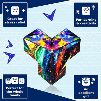 Shashibo Squared Shape Shifting Box – Next Generation XL STEM Magnetic Fidget Cube That Transforms Into Over 70 Shapes – Pairs w/All Shashibo Cubes - Download Fun in Motion Toys Mobile App (Infinity)
