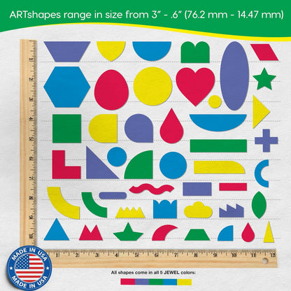 ARTshapes 840 pc Creative Paper Shapes Pack with 70+ Idea Guide - US Made Card Stock - Punch Out Funky DIY Craft Supplies for Whimsical Art Designs, Paper Crafts, and Pattern Play 5 Jewel Colors - Crafty Corner