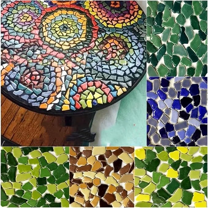 Mosaic Tiles 200g/7.05oz(Approx. 155-170pcs) Porcelain Mosaic Tiles 1-2.5cm 0.4mm Thickness Ceramic Mosaic Stones DIY Mosaic Craft Material(Coffee)