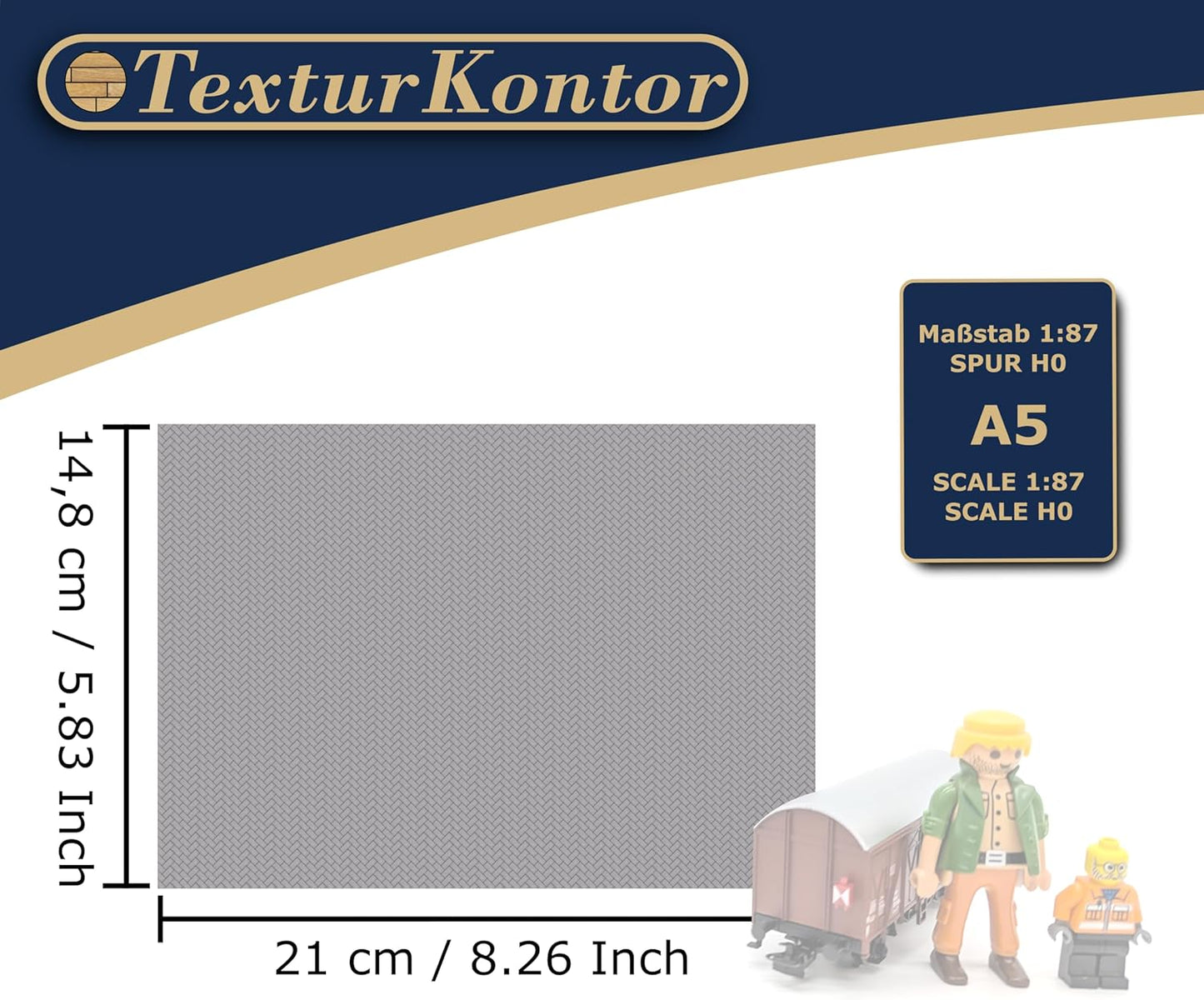 3 Sheets Self-Adhesive Decorative Film Paving Stones and Surfaces for Model Making in Scale 1:87 Scale H0 (UK: 3.5 mm Scale) (Concrete Paving Stones Herringbone)