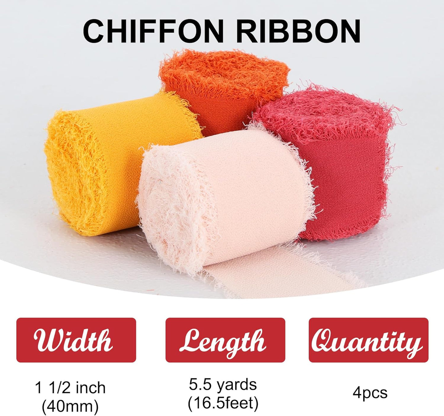 TONIFUL 4 Rolls Brown Chiffon Ribbon Set 1 1/2 Inch 5.5 Yards - Silk Fabric for Gift Wrapping, Wedding Party Decoration, Flower Bouquet, Bows Making, DIY Crafts - Crafty Corner