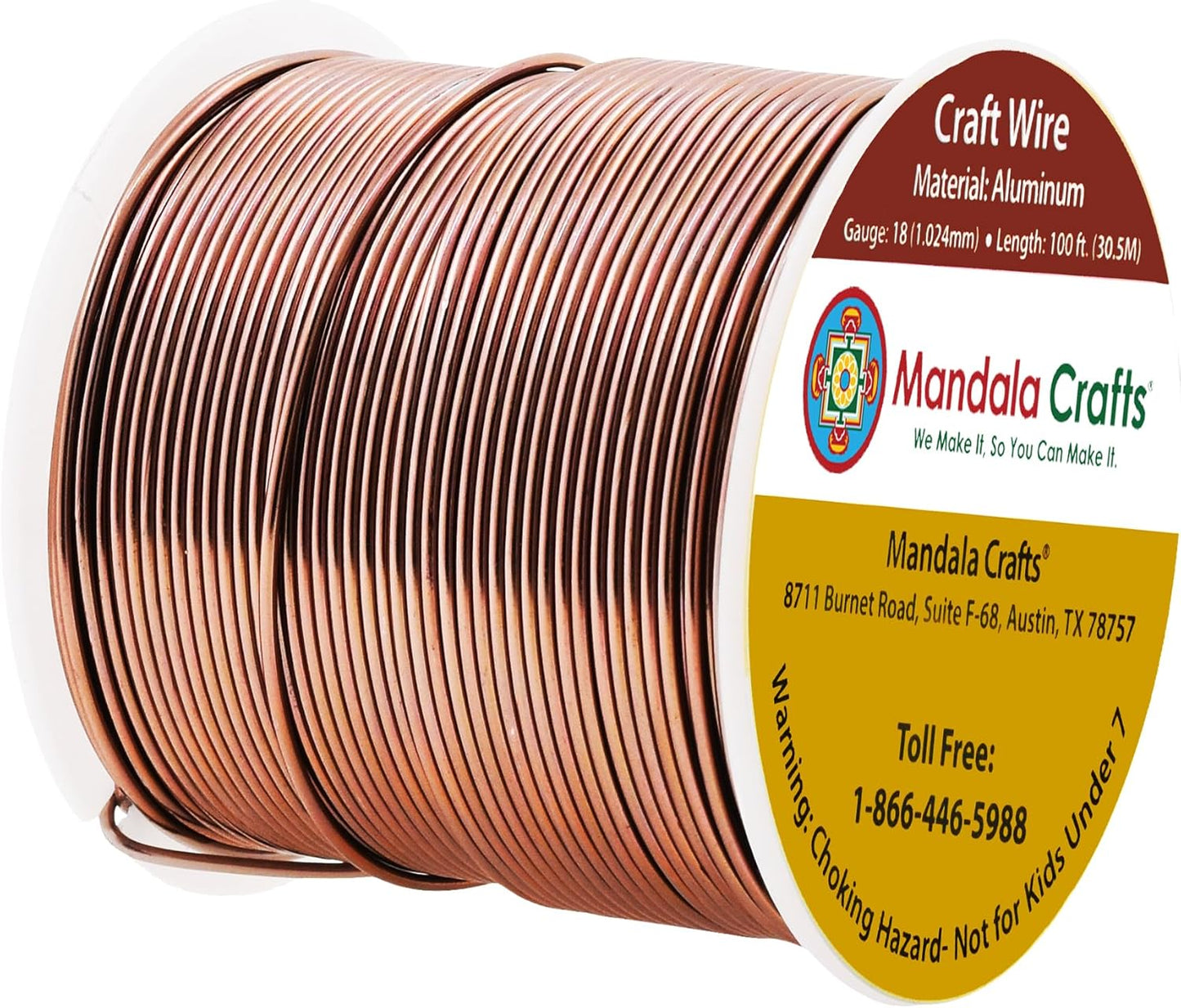 Mandala Crafts 18 Gauge Anodized Aluminum Craft Wire for Jewelry Making - 100 FT Colored Flexible Brown Wire - Bendable for Bonsai Armature Crafting Sculpting - Crafty Corner