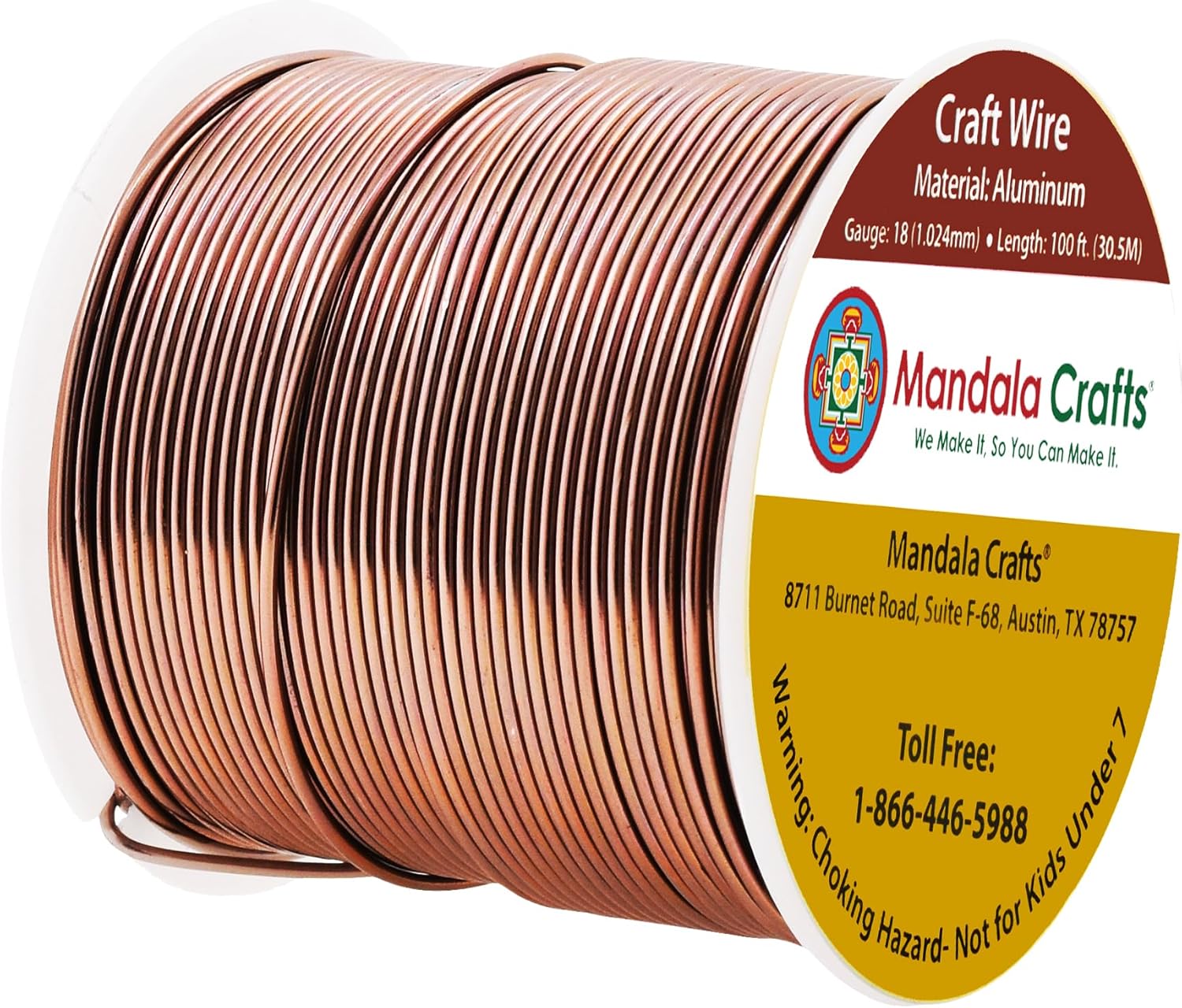 Mandala Crafts 18 Gauge Anodized Aluminum Craft Wire for Jewelry Making - 100 FT Colored Flexible Brown Wire - Bendable for Bonsai Armature Crafting Sculpting - Crafty Corner